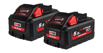 Due batterie Milwaukee High Output 5.5Ah